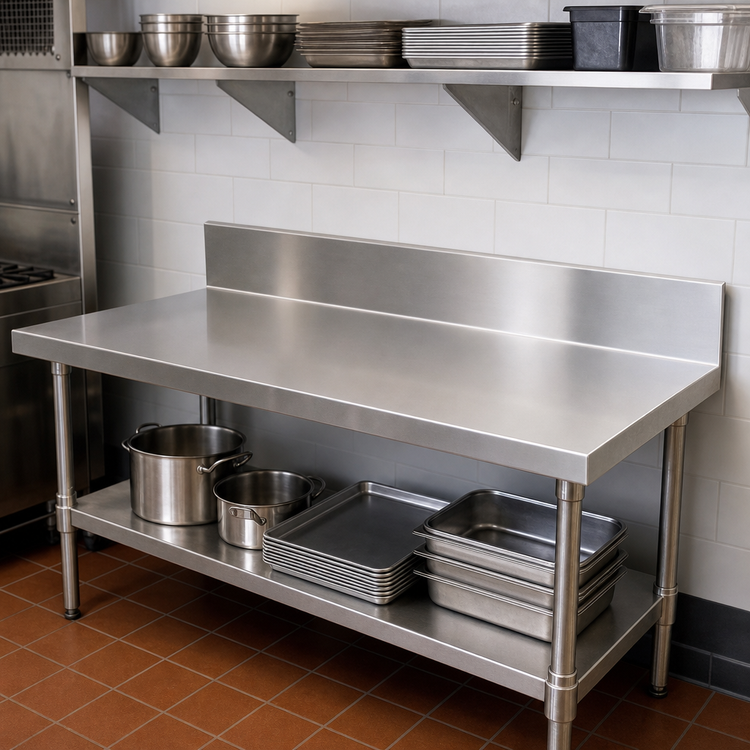 Product image #3 for John Boos 48-Inch x 25-Inch Stainless Steel Countertop with 6-Inch Boxed Backsplash