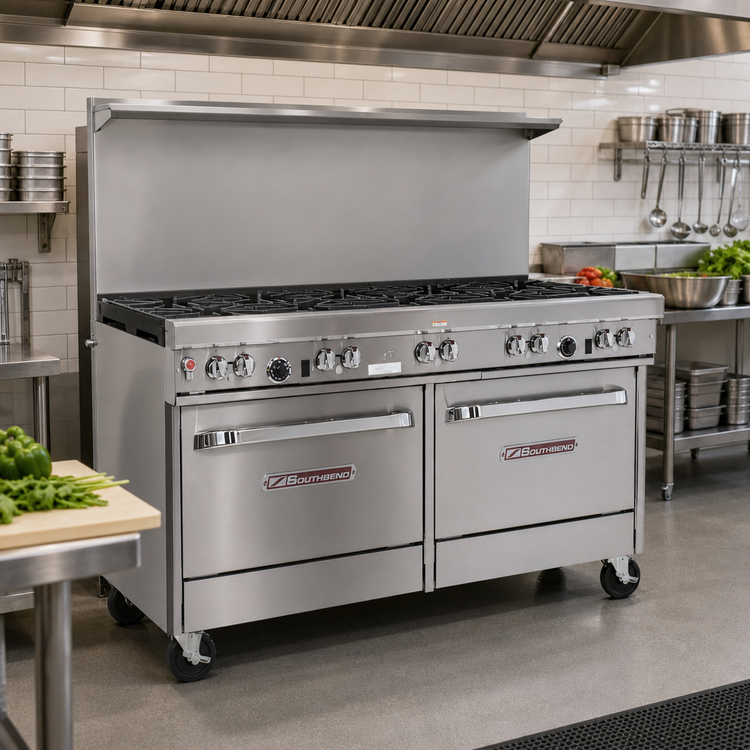 Product image #2 for Southbend Ultimate 4602AA-2G 60" Gas Restaurant Range with 6 Burners and Double Convection Ovens