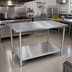 Thumbnail image #2 for John Boos Stallion 84 Inch x 36 Inch 14-Gauge Stainless Steel Flat Top Work Table with Stallion Safety Edge and Adjustable Undershelf