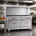 Thumbnail image #2 for Southbend Ultimate 60-Inch Gas Restaurant Range with 9 Open Burners, Convection Oven, and Cabinet Base