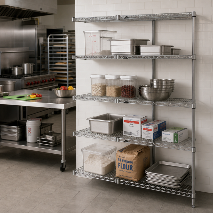 Product image #2 for Metro Super Erecta Add-On Wire Shelving Unit, 60"W x 21"D x 63"H, 4 Shelves, Brite Finish