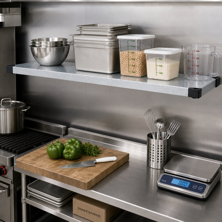 Product image #2 for Quantum 72 Inch x 14 Inch Solid Commercial Shelf, 18 Gauge Galvanized Steel