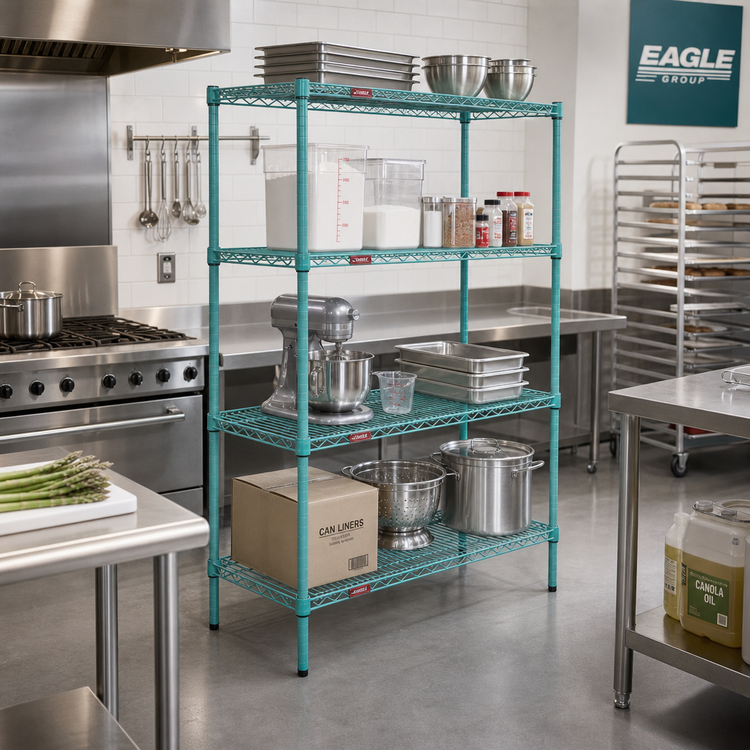 Product image #2 for EagleGard 4-Tier Wire Shelving Starter Unit, 42W x 18D x 63H, Hybrid Epoxy Finish