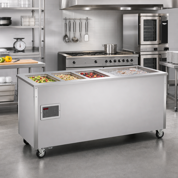 Product image #2 for Vollrath 4-Series Signature Server Stainless Steel Modular Hot/Cold Food Station with Refrigerated Cold Pan, 74 W x 28 D x 30 H
