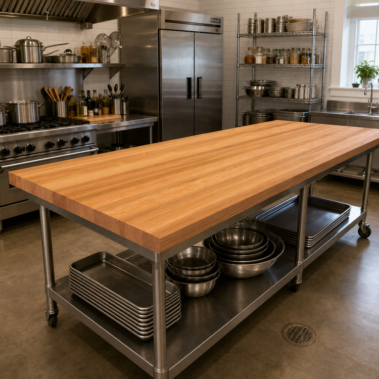 Product image #2 for John Boos Appalachian Red Oak Island Countertop, 96 x 36 x 1-1/2 Inch, Edge Grain, Penetrating Oil Finish