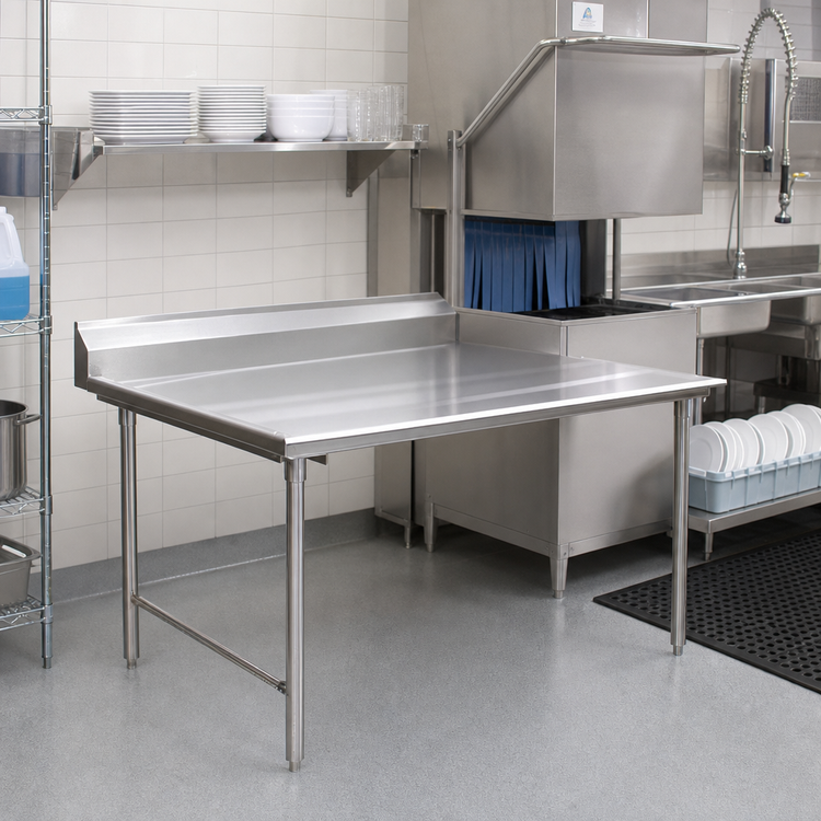 Product image #2 for Spec-Master Straight Clean Dish Table, 48 x 30 Inches, Left-to-Right Operation, 14/304 Stainless Steel Top