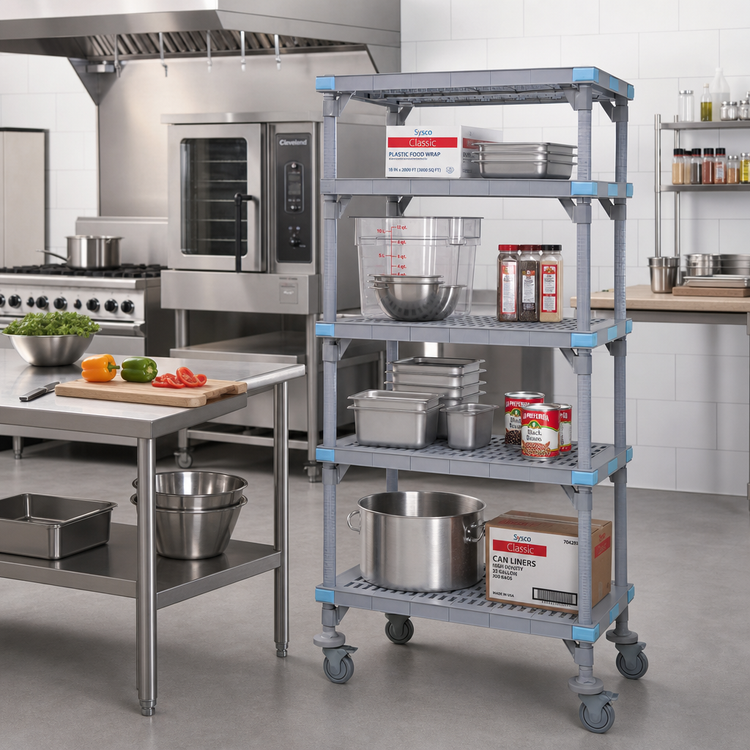 Product image #2 for Quantum Millenia Mobile Polymer Shelving Starter Unit, 24 x 21 x 86 Inches, 4 Shelves, Gray