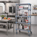 Thumbnail image #2 for Quantum Millenia QPM212486VS-4 Mobile Polymer Shelving Starter Unit, 24 x 21 x 86 in, 4 Shelves, Gray