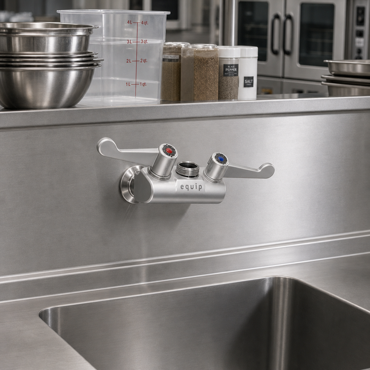 Product image #2 for equip 4-Inch Wall Mount Mixing Faucet, Less Nozzle, Ceramic Cartridges, Wrist Action Handles
