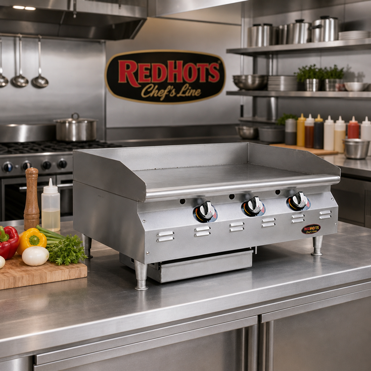 Product image #2 for RedHots Chef's Line CLAGGDTS-36-LP 36" Countertop Liquid Propane Griddle with Thermostatic Controls and Safety Pilots