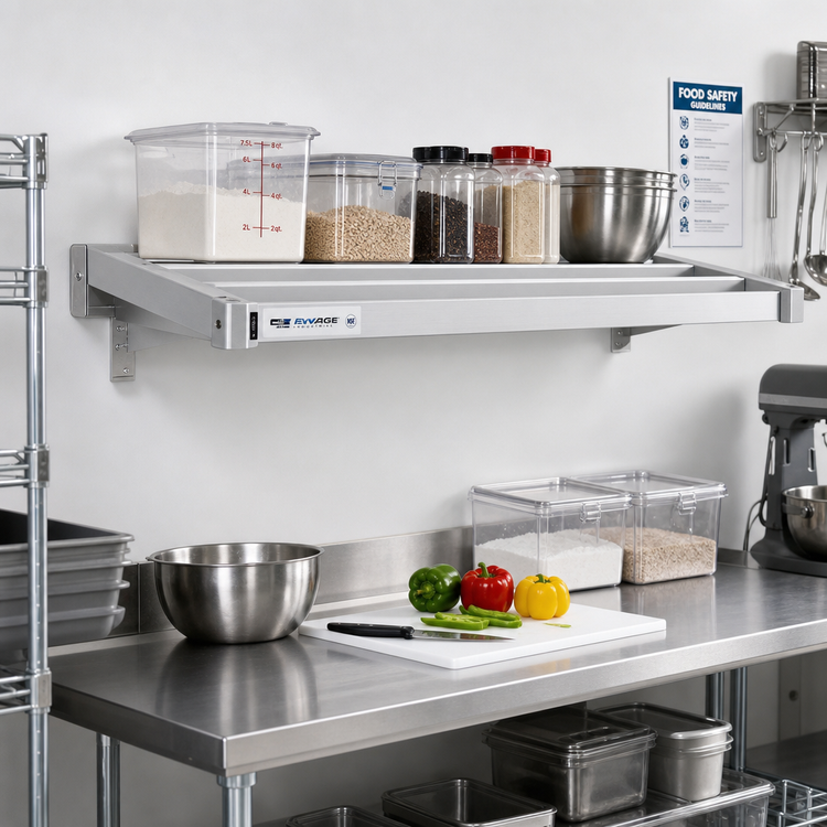 Product image #3 for New Age 54"W x 20"D Adjust-A-Shelf H.D. Series Wall-Mounted Aluminum Shelf