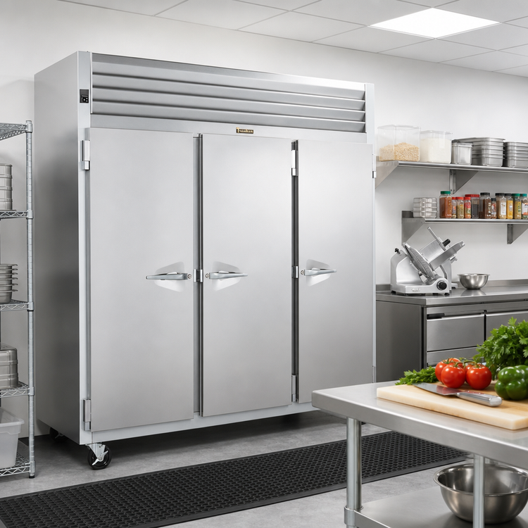 Product image #2 for Traulsen Spec-Line 3-Section Reach-In Freezer, 86-Inch Wide, 32-Inch Deep, Full-Height Solid Doors, Self-Contained