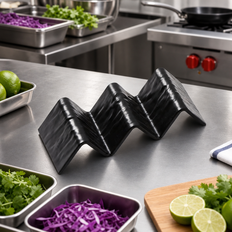 Product image #2 for 3-Compartment Black Faux Slate Melamine Taco Holder