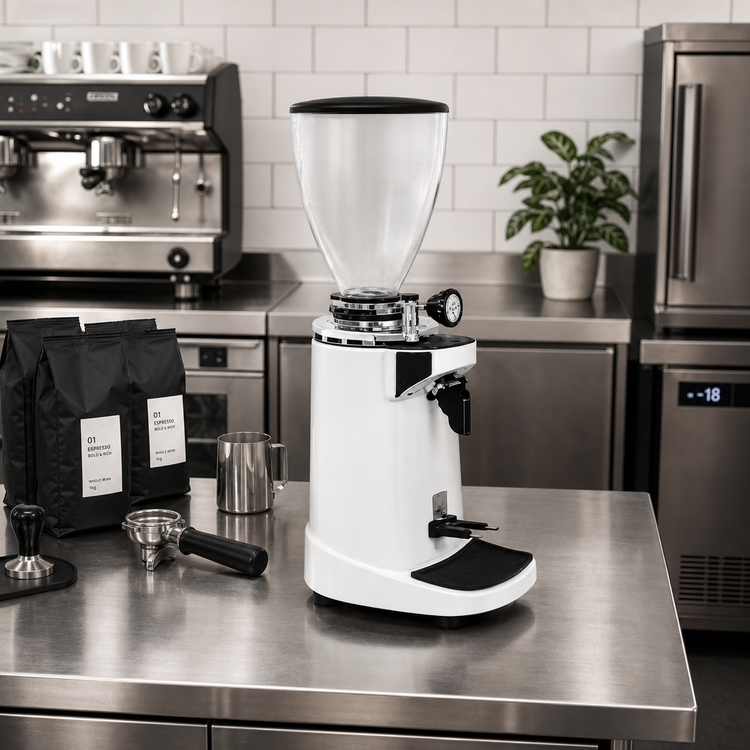 Product image #2 for UNIC Ceado E37T On-Demand Espresso Coffee Grinder with 83mm Titanium Burrs, White Finish