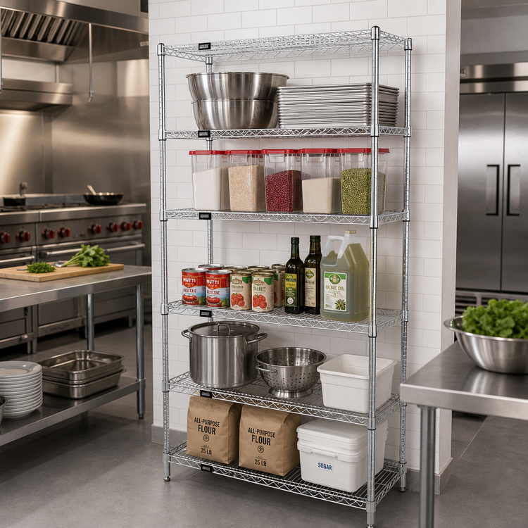 Product image #2 for Quantum 36"W x 30"D x 74"H Chrome Wire Shelving Starter Kit with 5 Shelves
