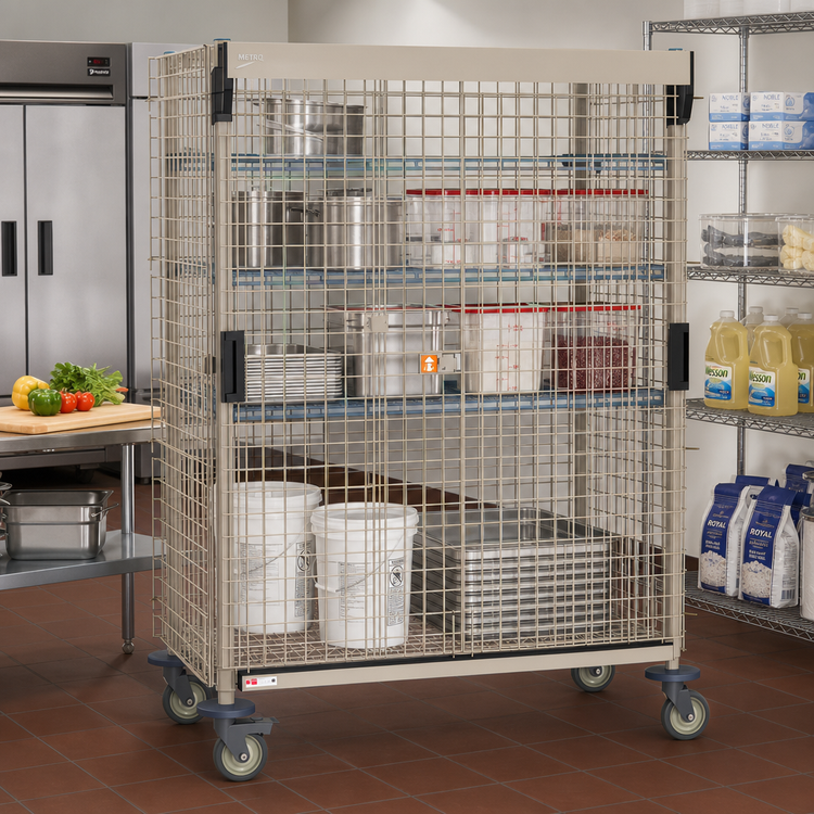 Product image #2 for MetroMax Mobile Wire Security Cage with Sliding Doors for 24 x 48 Shelves