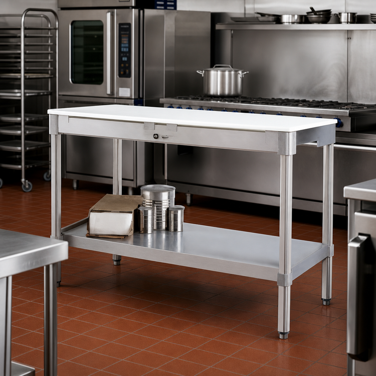 Product image #2 for New Age 60" x 24" Poly Top Work Table with Aluminum Open Base