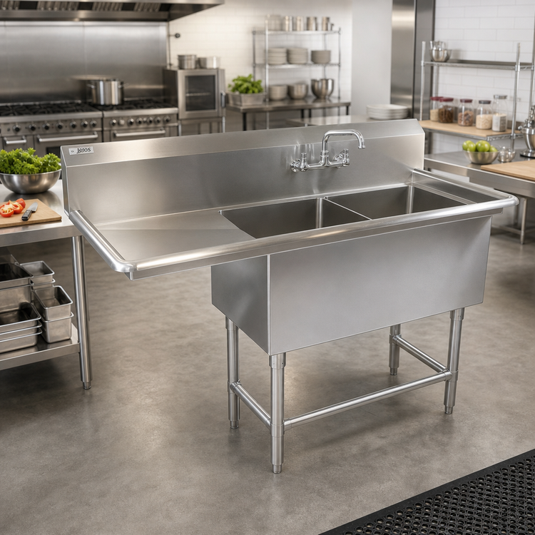 Product image #2 for John Boos Pro-Bowl 2-Compartment 16-Gauge Stainless Steel Sink with Left Drainboard, 70-3/16 Inch Wide