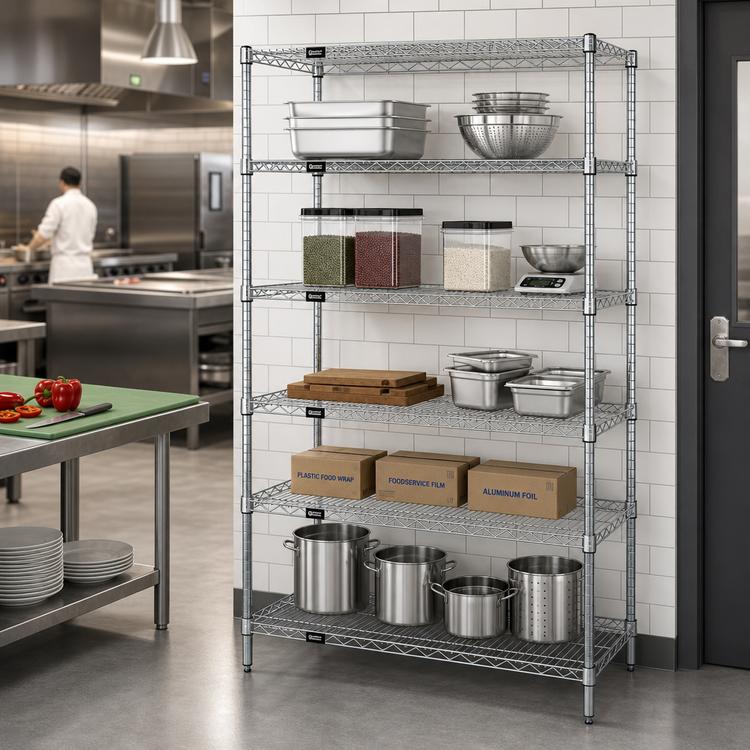Product image #2 for Quantum 54"W x 24"D x 86"H 5-Shelf 304 Stainless Steel Wire Shelving Starter Kit