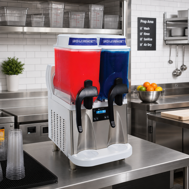 Product image #2 for BUNN Ultra NX Countertop Frozen Beverage Dispenser, Double 3-Gallon Bowls, Pull & Hold, Stainless/White, 120V