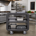 Thumbnail image #3 for Cambro Service Cart Pro Medium Open-Side Three-Shelf Bus Cart, Dark Brown