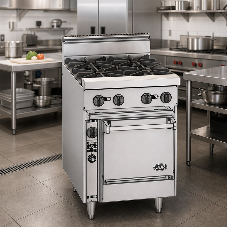 Product image #2 for Bistro JBR-4-24C 24" Natural Gas Restaurant Range with 4 Open Burners and Convection Oven