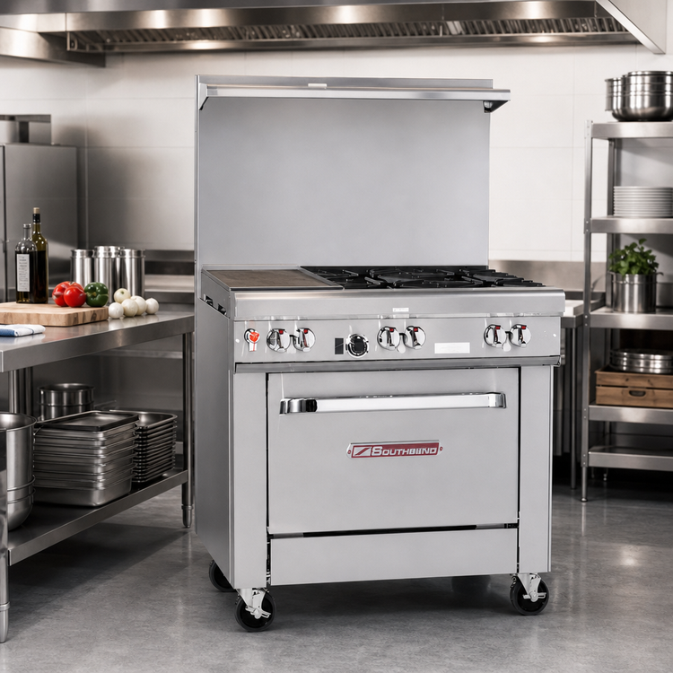Product image #2 for Southbend Ultimate 36-Inch Gas Restaurant Range with 2 Star/Sauté Burners, 24-Inch Griddle, and Convection Oven