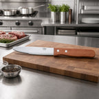 Thumbnail image #2 for Winco KB-15W Jumbo 10-Inch Steak Knife, 5-Inch Stainless Steel Blade, Oak Wood Handle, Round Tip Case of 12