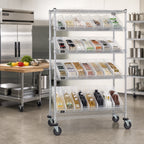 Thumbnail image #2 for Quantum WRCSL5-74-1848-104220CL Mobile Slanted Shelf Storage Cart with Clear Bins, 48 x 18 x 80 Inches, 1,200 lb Capacity