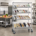 Thumbnail image #2 for Quantum Mobile Slanted Shelf Storage Cart with Clear Bins and Casters, 48 x 18 x 80 Inch, Chrome Plated