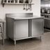 Thumbnail image #2 for Eagle Spec-Master 96-Inch x 30-Inch Stainless Steel Enclosed Worktable with Hinged Doors and 4-1/2-Inch Backsplash