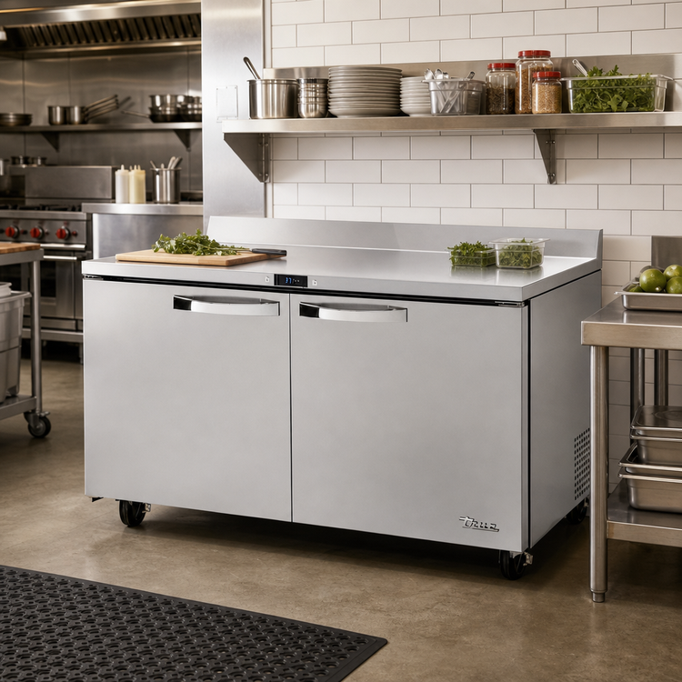 Product image #2 for True SPEC Series 60-Inch Two-Section Worktop Refrigerator, Solid Doors, Rear-Mounted Self-Contained Refrigeration