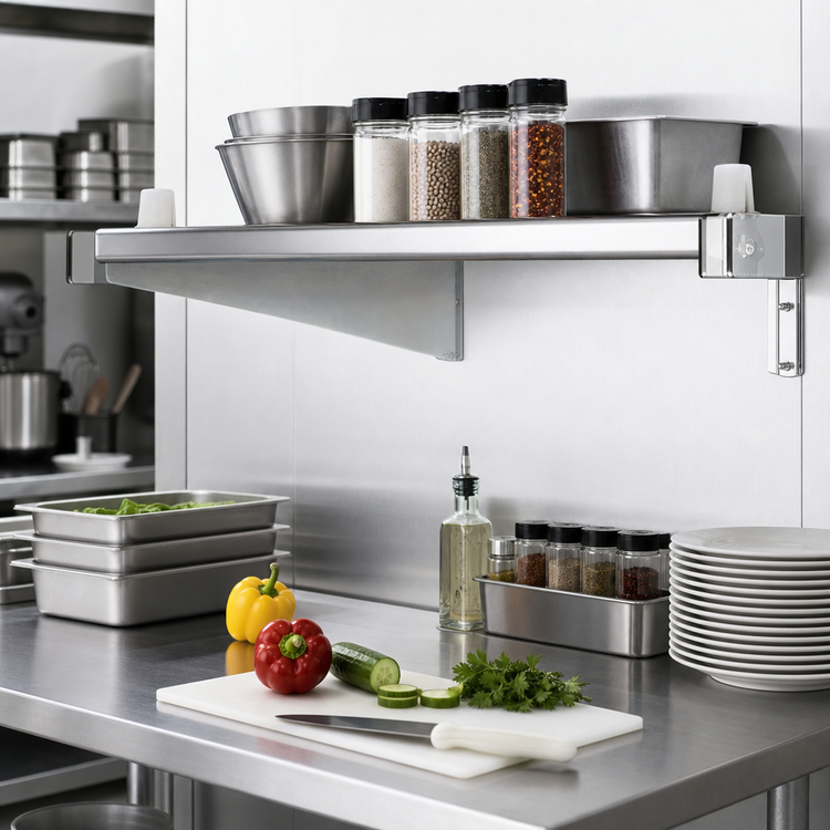 Product image #2 for Eagle Group 18 Inch Right-Hand Single Knob Stainless Steel Shelf Bracket for Cantilevered Shelving