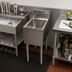 Thumbnail image #3 for BK Resources Underbar Stainless Steel Dump Sink with 1 Compartment and 10 Inches Wide x 14 Inches Front-to-Back x 6 Inches Deep Bowl