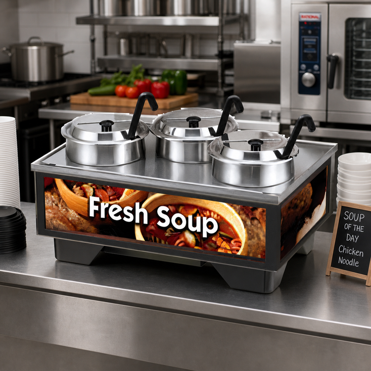 Product image #2 for Vollrath Cayenne Full-Size 1220 Rethermalizing Soup Merchandiser Base with 4 Qt Accessory Pack, Country Kitchen Graphics