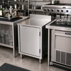 Thumbnail image #3 for BK Resources UBC-21-F18HL Stainless Steel Underbar Cabinet with Locking Hinged Door, Flat Top, 18 x 21 Inches