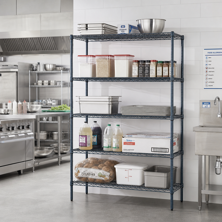 Product image #2 for Mixrite 48-Inch W x 24-Inch D 5-Shelf Epoxy-Coated Wire Shelving Unit with 86-Inch Posts