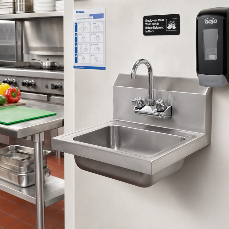 Product image #2 for Advance Tabco Special Value Wall-Mounted Hand Sink with Splash-Mounted Faucet, 14 x 10 x 5-Inch Bowl