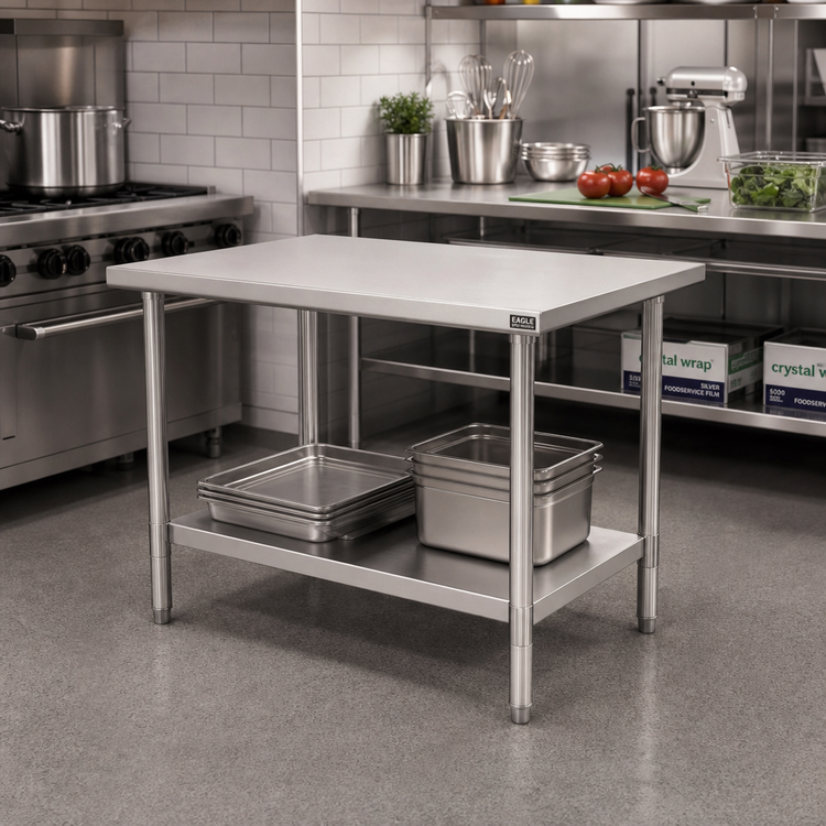 Product image #2 for Eagle Spec-Master 30 Inch x 30 Inch Square Stainless Steel Work Table with Adjustable Undershelf