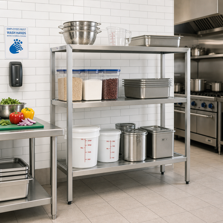 Product image #2 for New Age H.D. Series All-Welded Heavy-Duty Aluminum 3-Shelf Shelving Unit, 72W x 24D x 60H