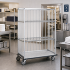 Thumbnail image #2 for Metro Super Erecta CLTS2460C Convertible Linen Truck, Open Wire, 3-Sided Top Frame, 60"W x 24"D x 70"H, Chrome