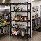 Thumbnail image #2 for Quantum WR63-2436BK Black Epoxy Wire Shelving Starter Unit, 36W x 24D x 63H, 4 Shelves, 600-800 lb. Capacity