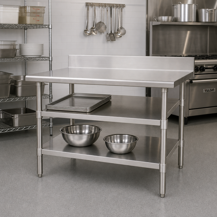 Product image #2 for 30-Inch x 24-Inch Adjustable 18/430 Stainless Steel Undershelf for Uni-Lok® Hat Channel Frame Tables