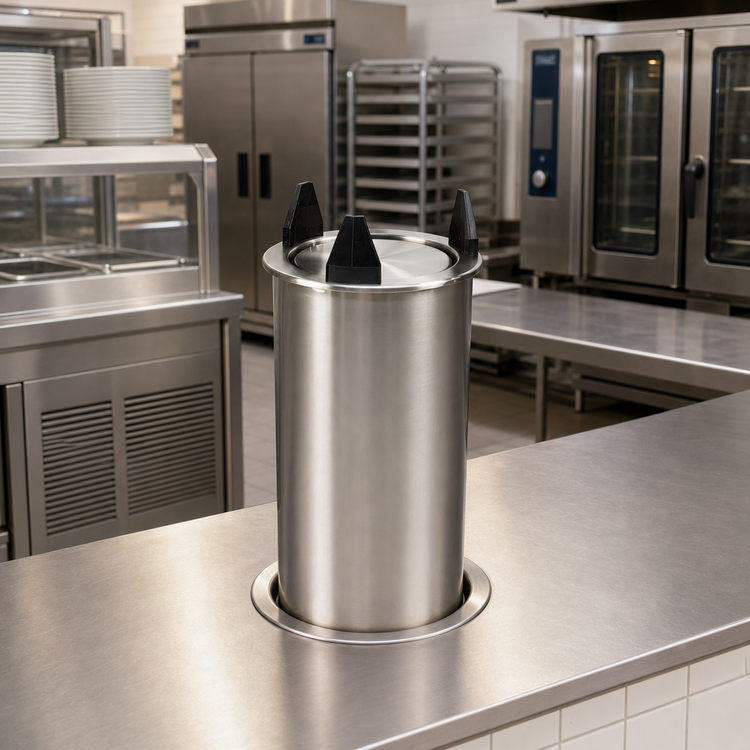 Product image #2 for Dinex Drop-In Unheated Shielded Plate Dispenser for 10-1/8 in. Round Plates, 50-Plate Capacity