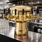 Thumbnail image #2 for Micro Matic USA MTB-6BRKR 6-Faucet Countertop Glycol-Cooled Mushroom Draft Beer Tower, Polished Brass Finish
