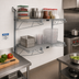 Thumbnail image #2 for Quantum Cantilever Double Shelf Wall-Mount Wire Shelving Unit, 2 x 60 x 12 Inch Shelves, Gray Epoxy Antimicrobial Finish