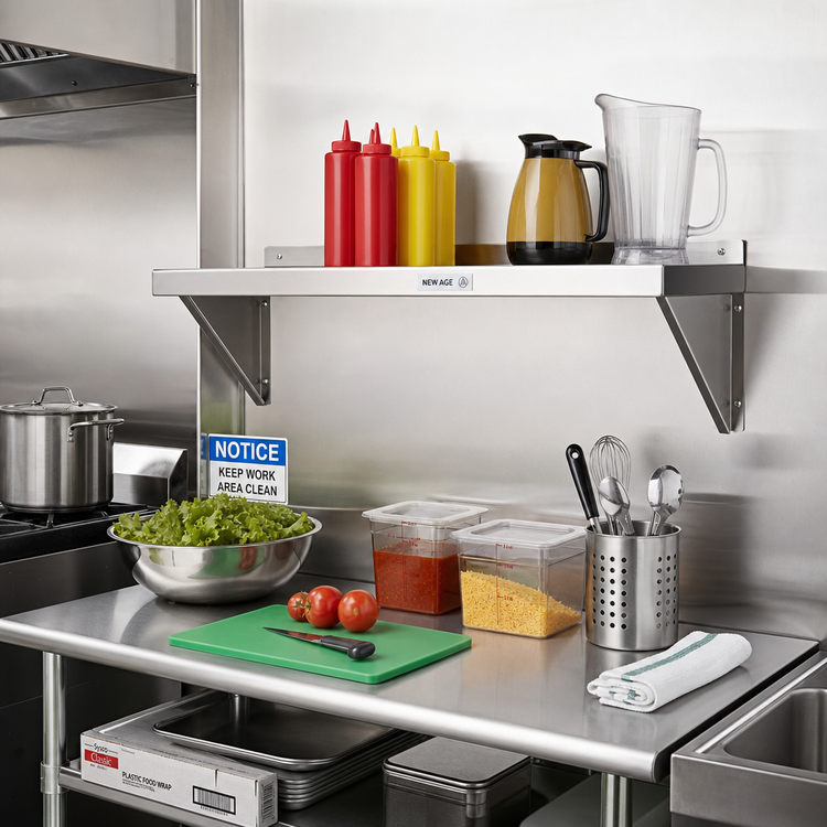 Product image #2 for New Age 36-Inch W x 18-Inch D Solid Wall Shelf, Bracket-Mounted, 12-Gauge Aluminum