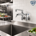 Thumbnail image #2 for T&S Brass B-0243 Wall-Mount Sink Mixing Faucet with 6-Inch Cast Swivel Spout and Lever Handles