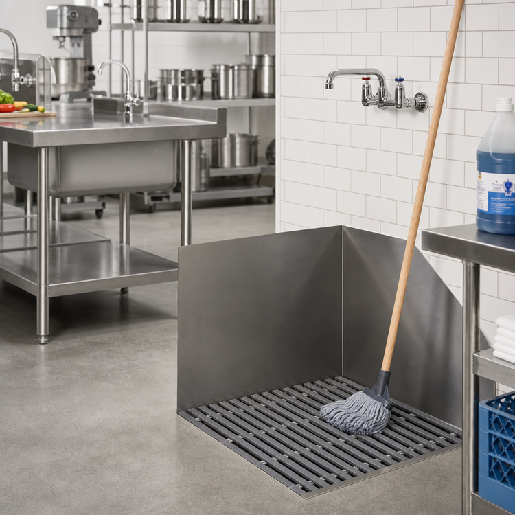 Product image #2 for Advance Tabco Flush-With-Floor Mop Sink with 21-3/8 x 24 Inch Bowl, 10-Inch Deep, Rear and Right Side Splashes