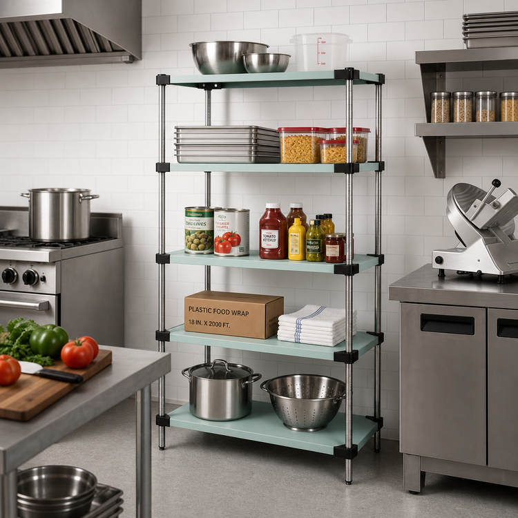 Product image #2 for Quantum 42-Inch x 14-Inch x 54-Inch 5-Shelf Solid Shelving Starter Kit, 304 Stainless Steel
